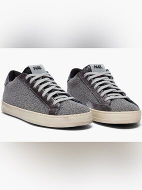 P448 John Sneakers in Sparkling Silver & Black Glitter Sz 6
